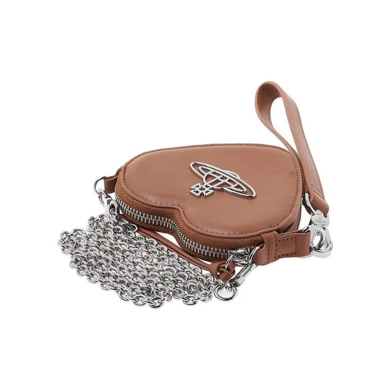 Vivienne Westwood Leather Heart Shaped Bag Handheld Crossbody Bag Shoulder Bag Women's Brown-3