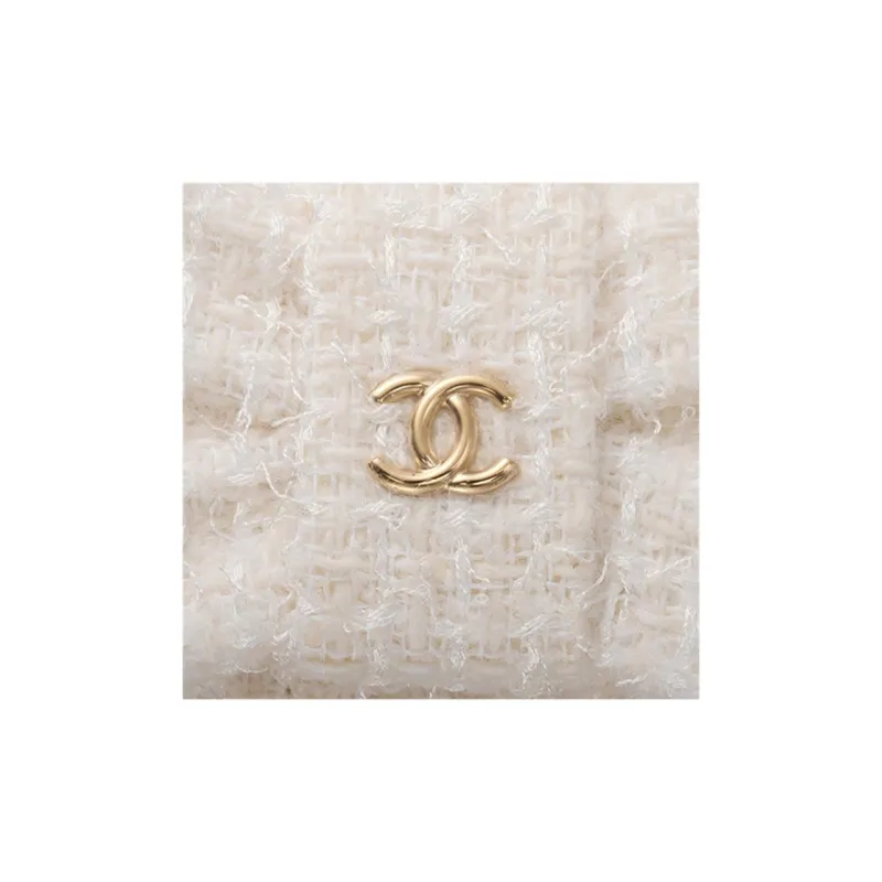 CHANEL Wool Shoulder Bag, Crossbody Bag Women's White-4