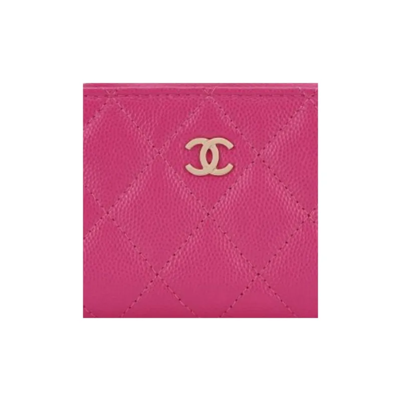 CHANEL Grain Bright Caviar Calfskin Coin Purse Women's Pink-3