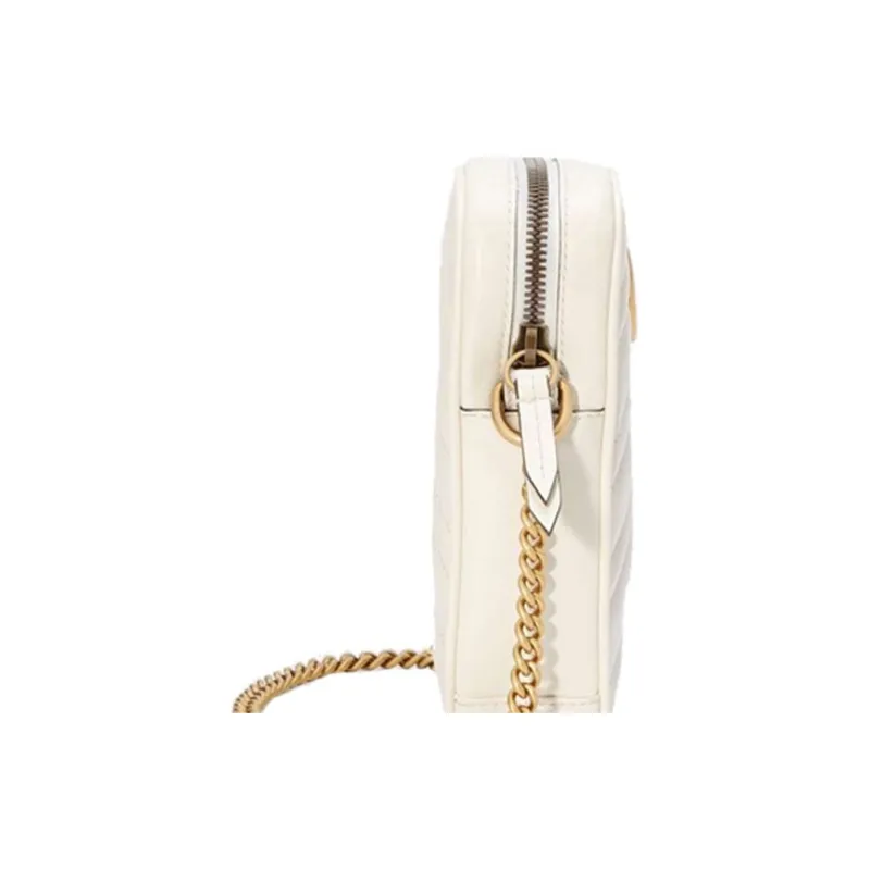 GUCCI GG Marmont Leather Cell Phone Pouch Crossbody Bag Shoulder Bag Mini Women's White-5