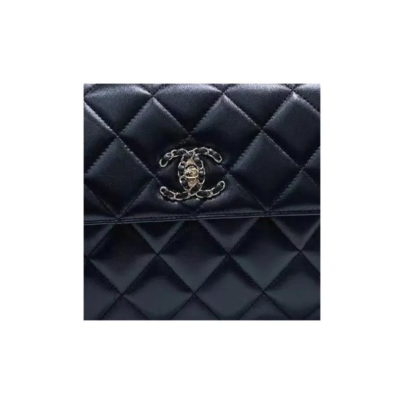 CHANEL Trendy Cc Sheepskin One Shoulder Handbag Women's Black-3
