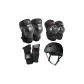 Black seven-piece set (knee pads + elbow pads + palm pads + helmet)