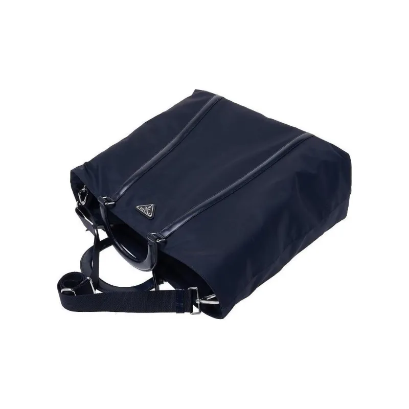 PRADA Recycled Nylon Shoulder Bag Crossbody Bag Handbag Large Size Women's Blue-4