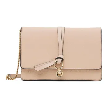 Chloe Alphabet Shiny Calfskin Clutches Shoulder Bag Crossbody Bag Women's Cement Powder