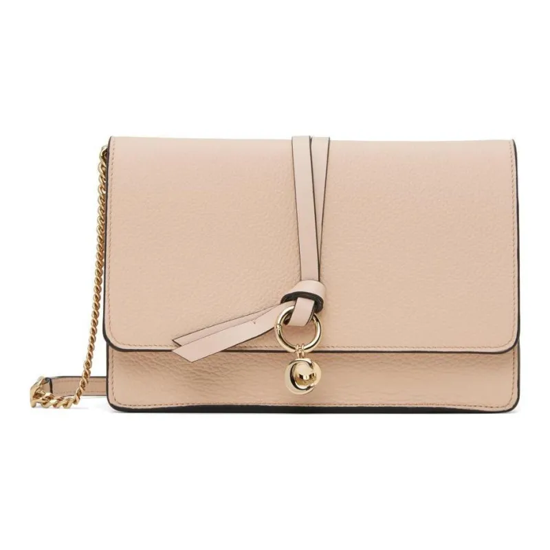 Chloe Alphabet Shiny Calfskin Clutches Shoulder Bag Crossbody Bag Women's Cement Powder-0