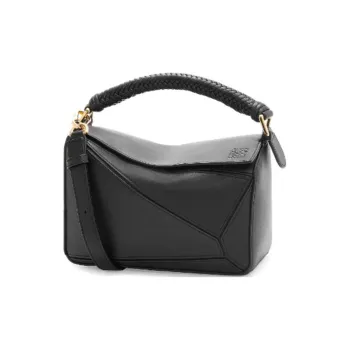 LOEWE Puzzle Cow Leather Handbag Shoulder Bag Crossbody Bag Small Size Women's Black