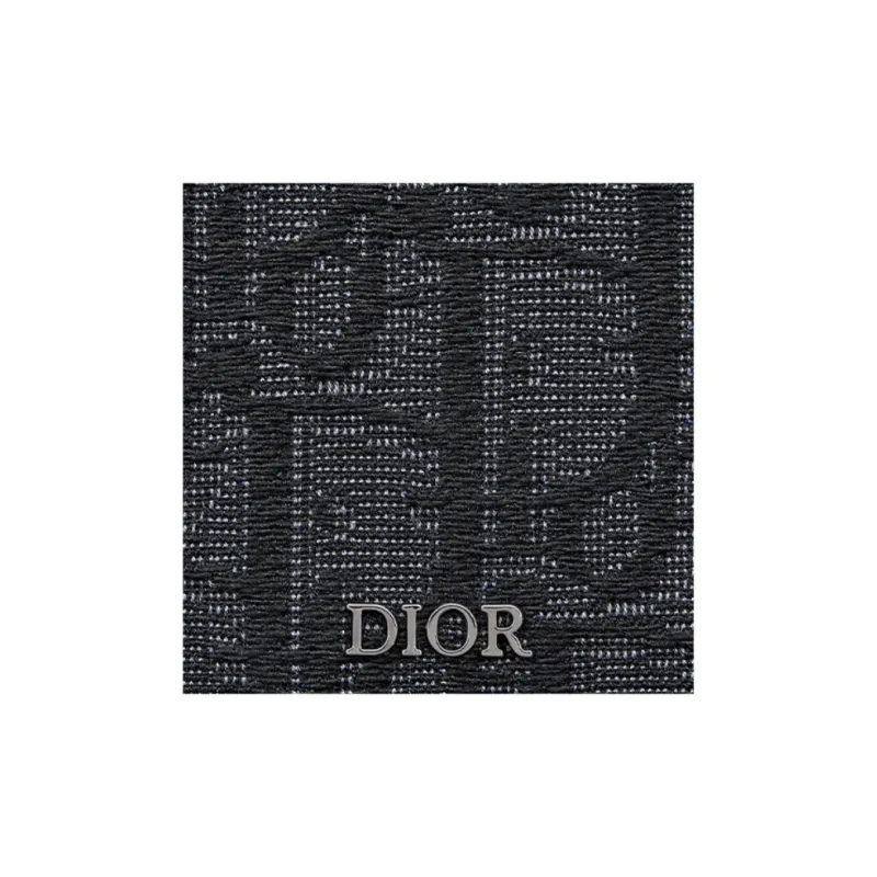DIOR Oblique Jacquard Fabric Card Holder Men's Black-4
