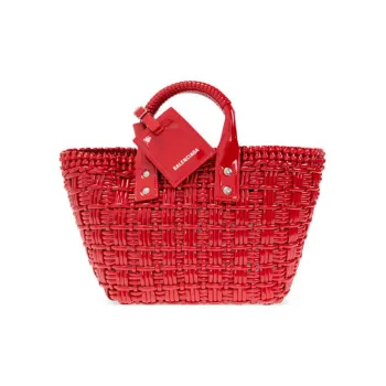 Balenciaga BISTRO Other One Shoulder Crossbody Basket Handbag Extra Small Women's Red