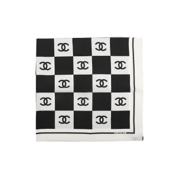 CHANEL Silk Scarves Women's Black/White