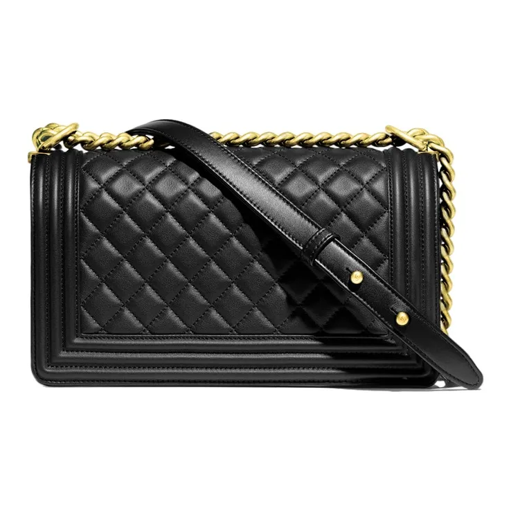 CHANEL LEBOY Calfskin Shoulder Bag, Crossbody Bag Medium Size Women's Black-2