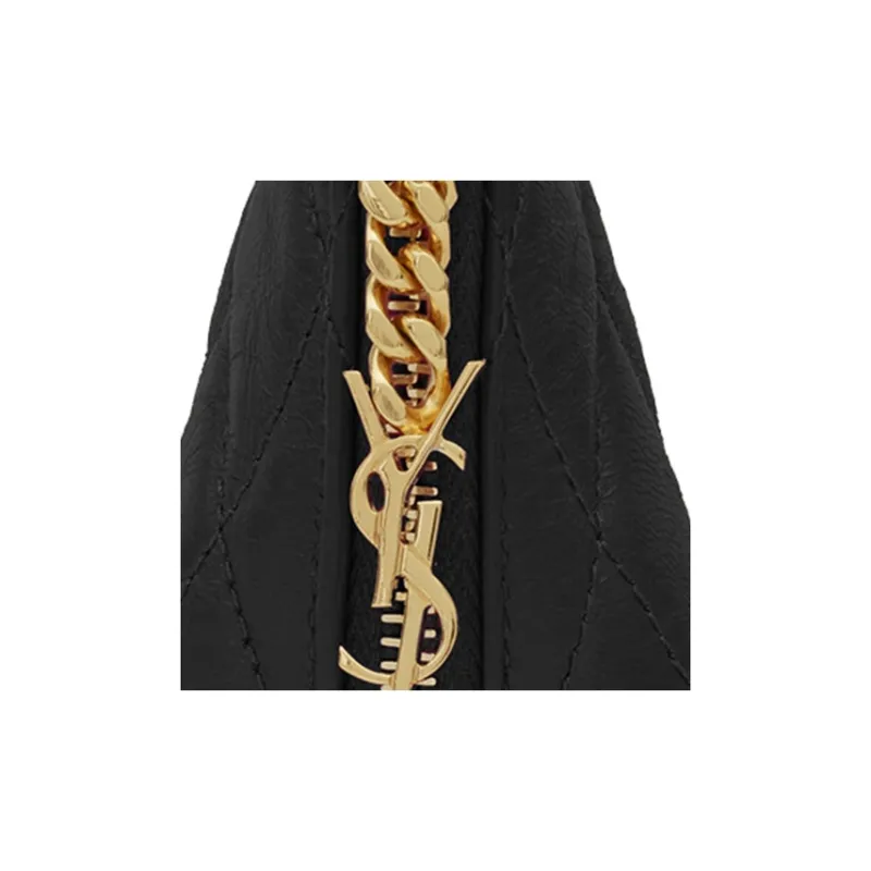 SAINT LAURENT Lambskin Charm Coin Purse Trumpets Women's Black-4