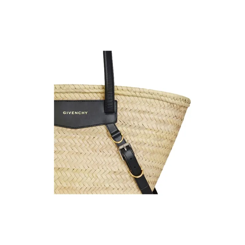 Givenchy Voyou Cow Leather Basket Bag, Portable Crossbody Bag, Shoulder Bag Medium Size Women's Black/Natural-6
