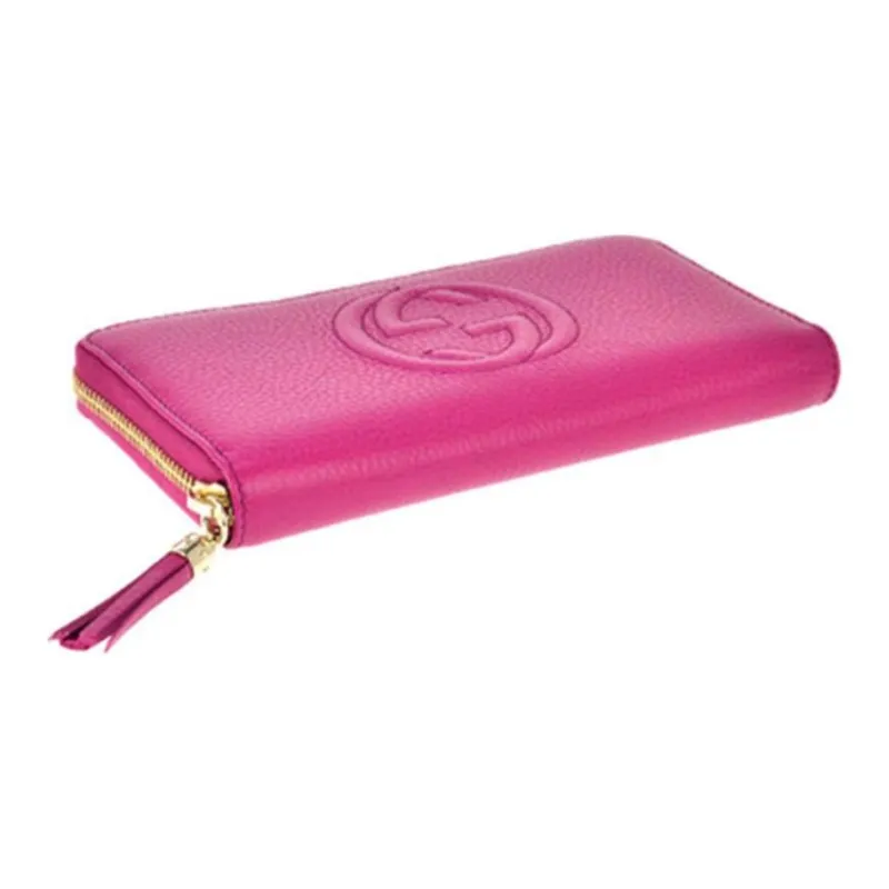 GUCCI Soho Calfskin Wallet Women's Rose Red-2