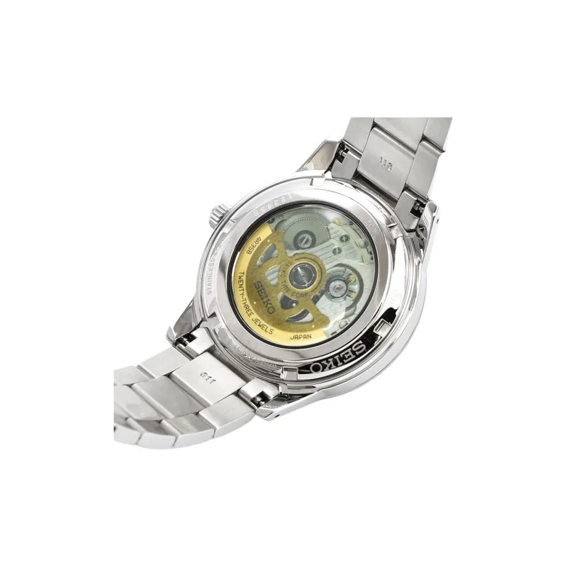 SEIKO Automatic Mechanical Movement Stainless Steel Strap Watch Men's Watches White Dial-2