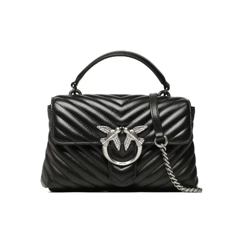 PINKO Leather Swift Bag Shoulder Bags Medium Size Women's Black