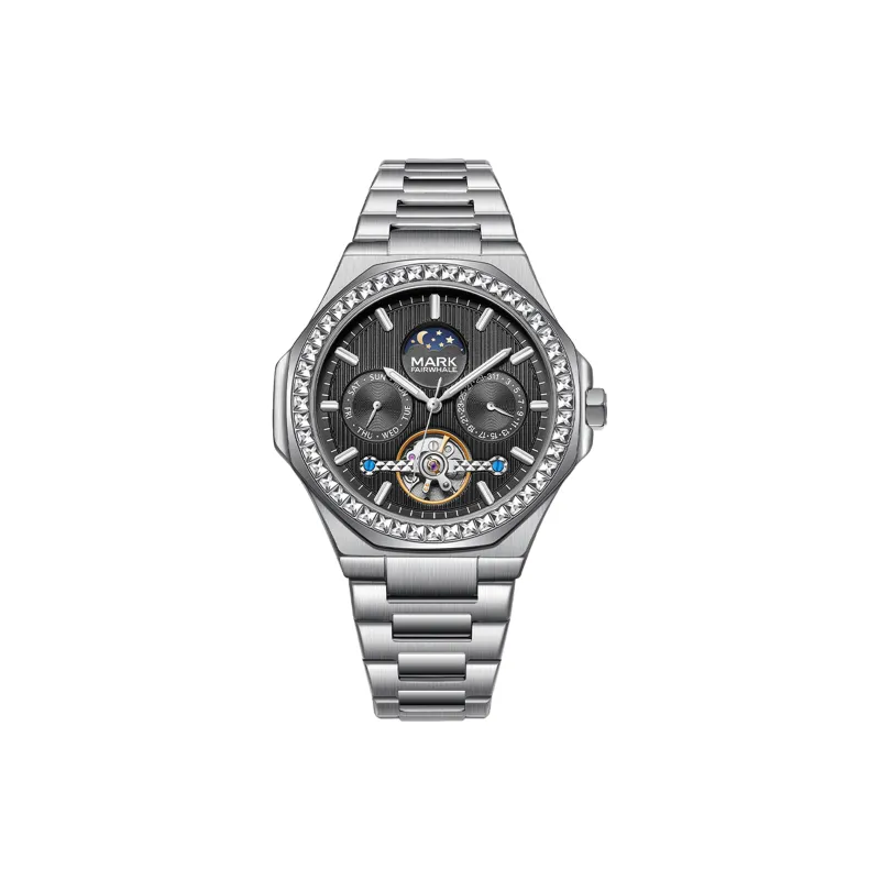 FAIRWHALE Automatic Mechanical Movement Metal Strap Watch Men's Watches Black Dial-0