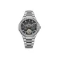 Silver Case Black Dial Silver Steel Band