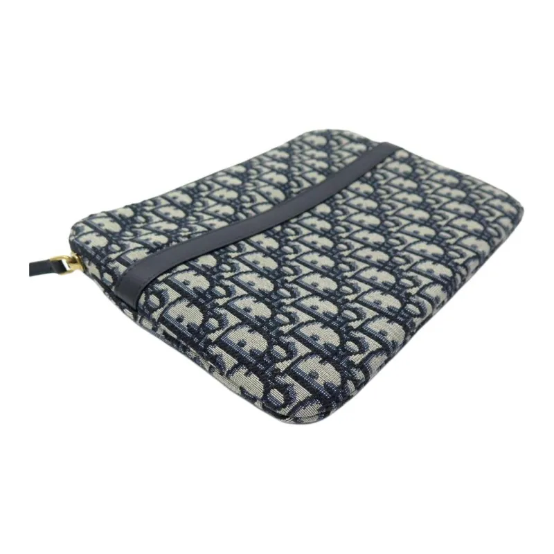 DIOR Canvas With Leather Clutch Women's Beige/Black-2