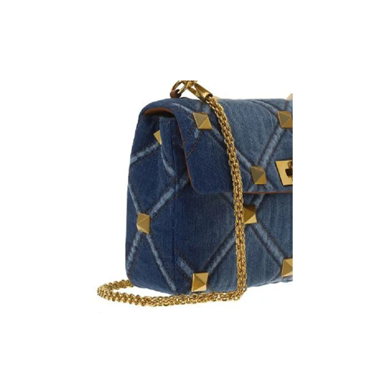 Valentino Denim Shoulder Bag Crossbody Bag Handbag Women's Denim Blue/Denim-3