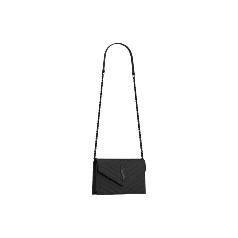 SAINT LAURENT CASSANDRE Cow Leather Shoulder Bag Crossbody Bag Women's Black-2