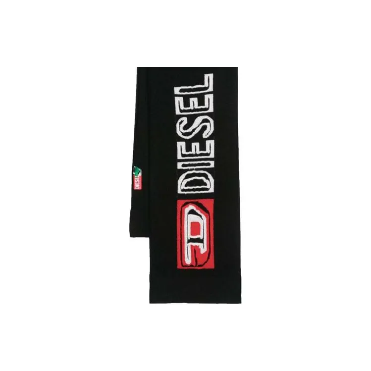 DIESEL Wool Knit Scarves Unisex Black-1