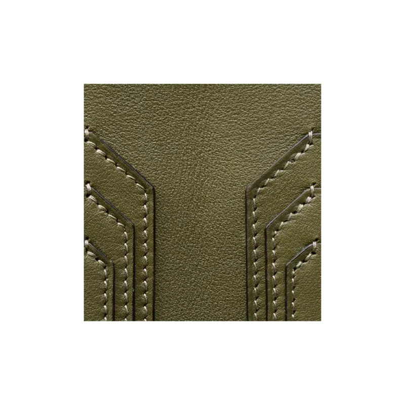 CARTIER Smooth Cow Leather Card Holder Wallet Women's Khaki-4