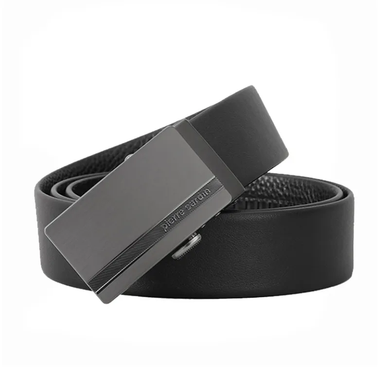 PIERRE CARDIN Business, Casual, Automatic Buckle Top Grain Cow Leather Belts Men's Black Width 3.5cm-1
