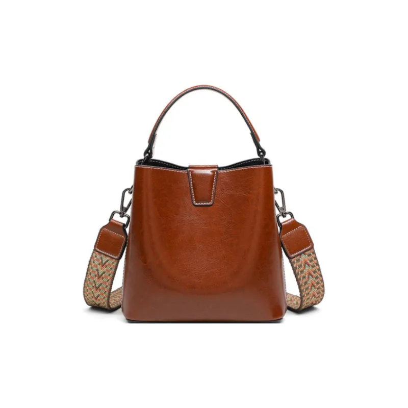 C°BANNER Split Cow Leather With Synthetic Leather Bucket Bag Handbag Regular Women's Vintage Brown-4