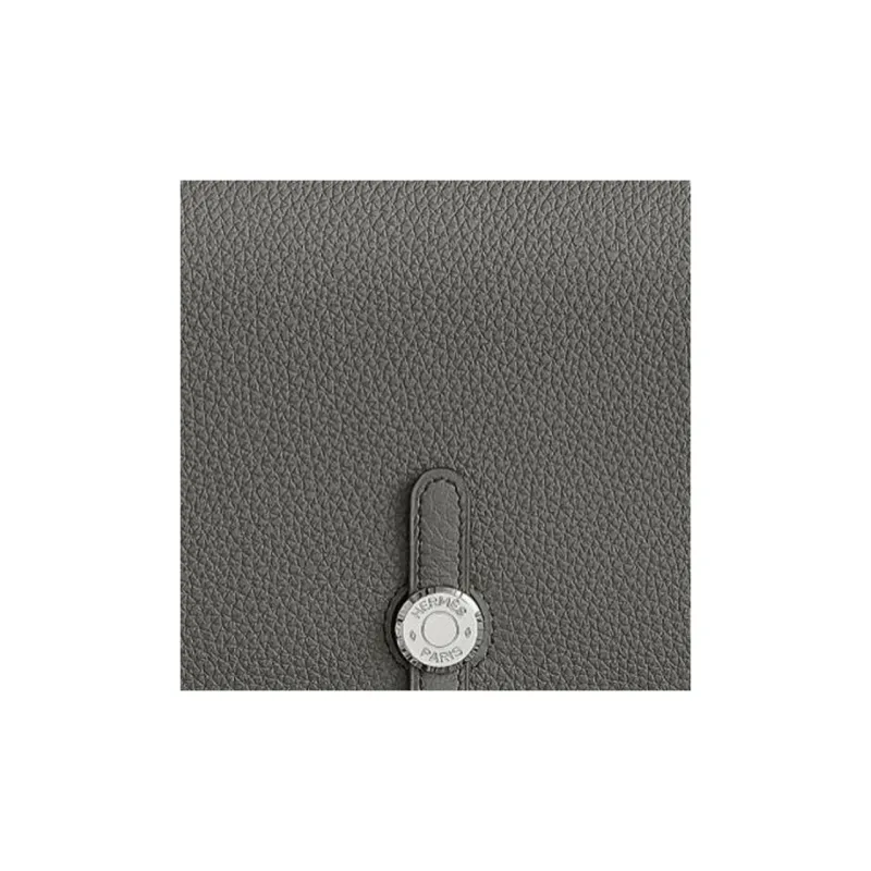 HERMES Dogon Duo Togo Calfskin Wallet Regular Unisex Gray-2