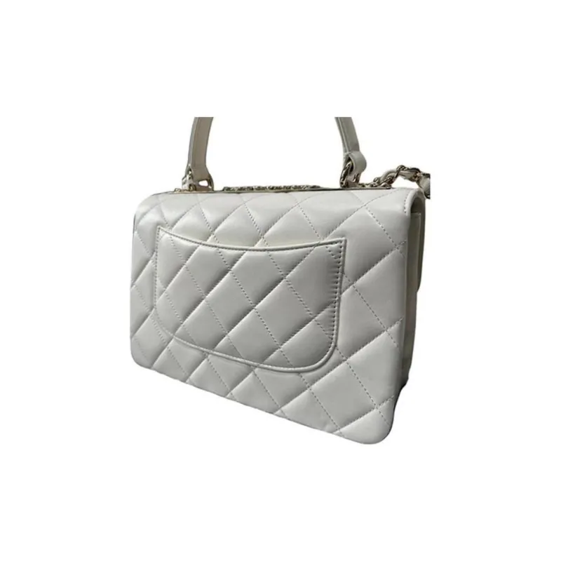 CHANEL 23C Spring Trendy Cc Lambskin Flap Bag, Shoulder Bag, Crossbody Bag, Handbag Women's White-1