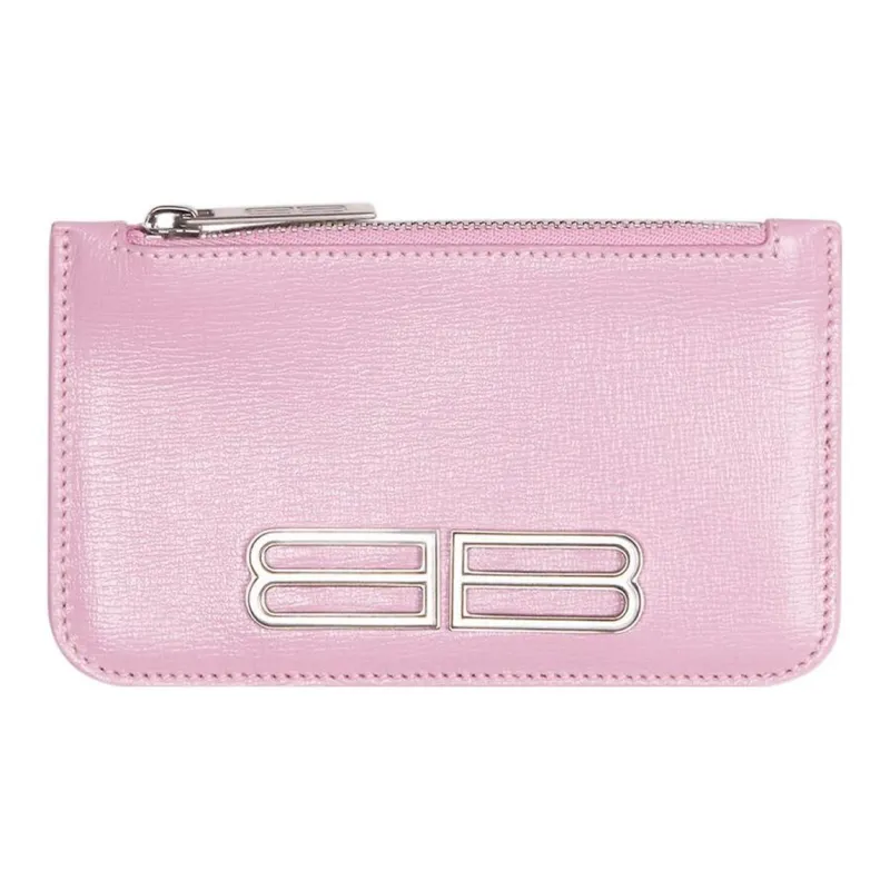 Balenciaga Calfskin Card Holder Coin Purse Women's Candy Pink-0