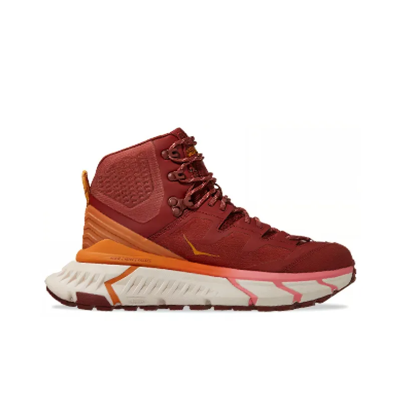 HOKA ONE ONE Tennine Anti-Slip And Wear-Resistant Breathable High-Top Hiking/Trekking Shoes Women's Maroon-1