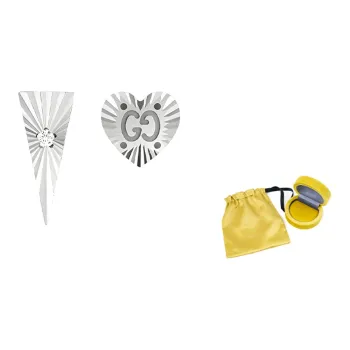 GUCCI Stud Earrings Women's White Gold