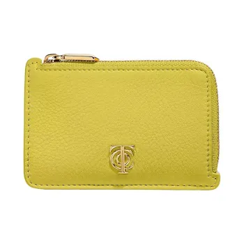 TIFFANY & CO. Leather Card Holder Women's Yellow Green