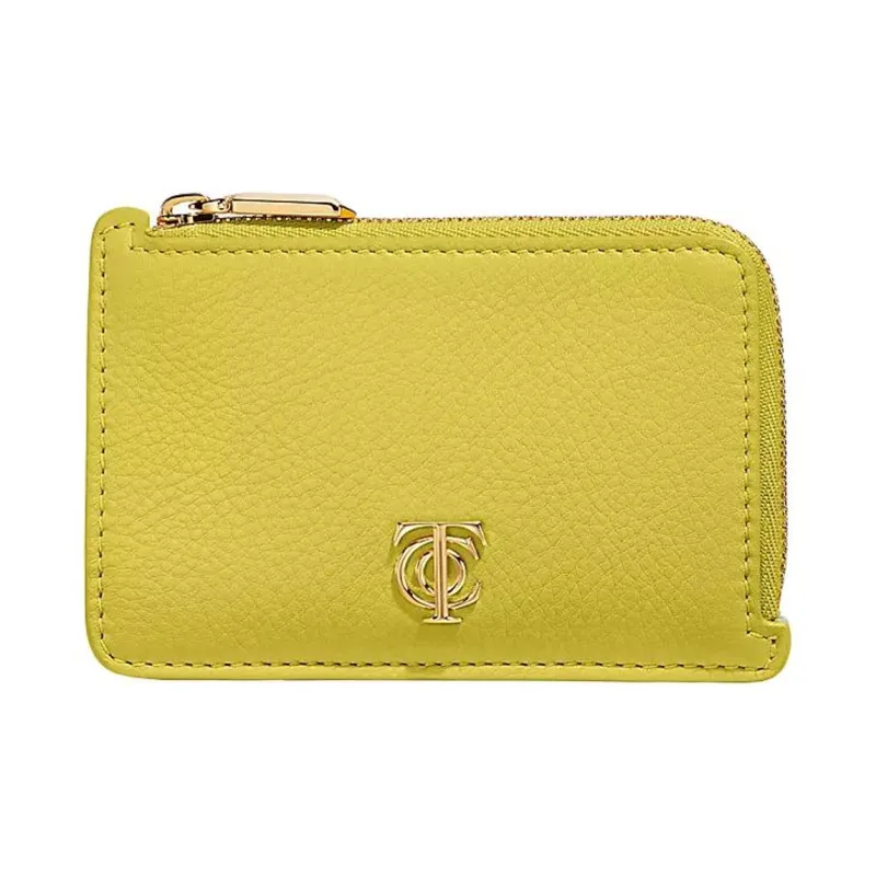 TIFFANY & CO. Leather Card Holder Women's Yellow Green-0