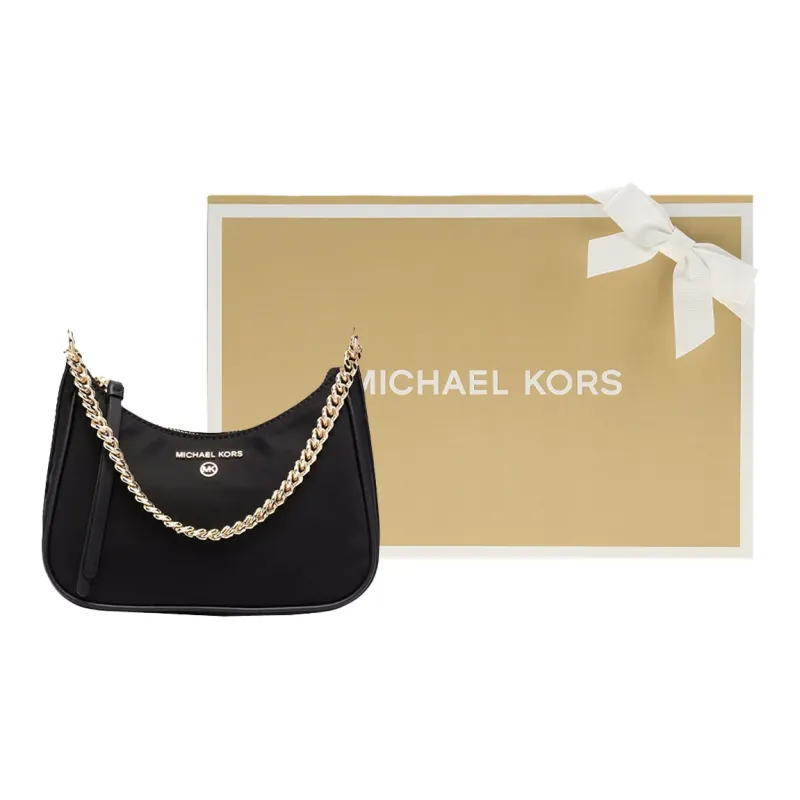 MICHAEL KORS Jet Set Charm Leather Trim Shoulder Bag, Handbag Trumpets Women's Black-8