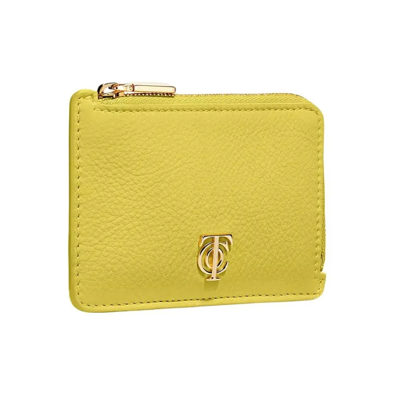 TIFFANY & CO. Leather Card Holder Women's Yellow Green-1