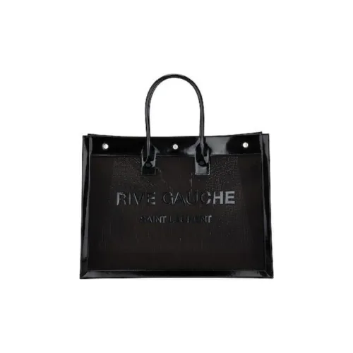 SAINT LAURENT Rive Gauche Calfskin Trim Tote Bag Shopping Bag Handbag Regular Women's Black