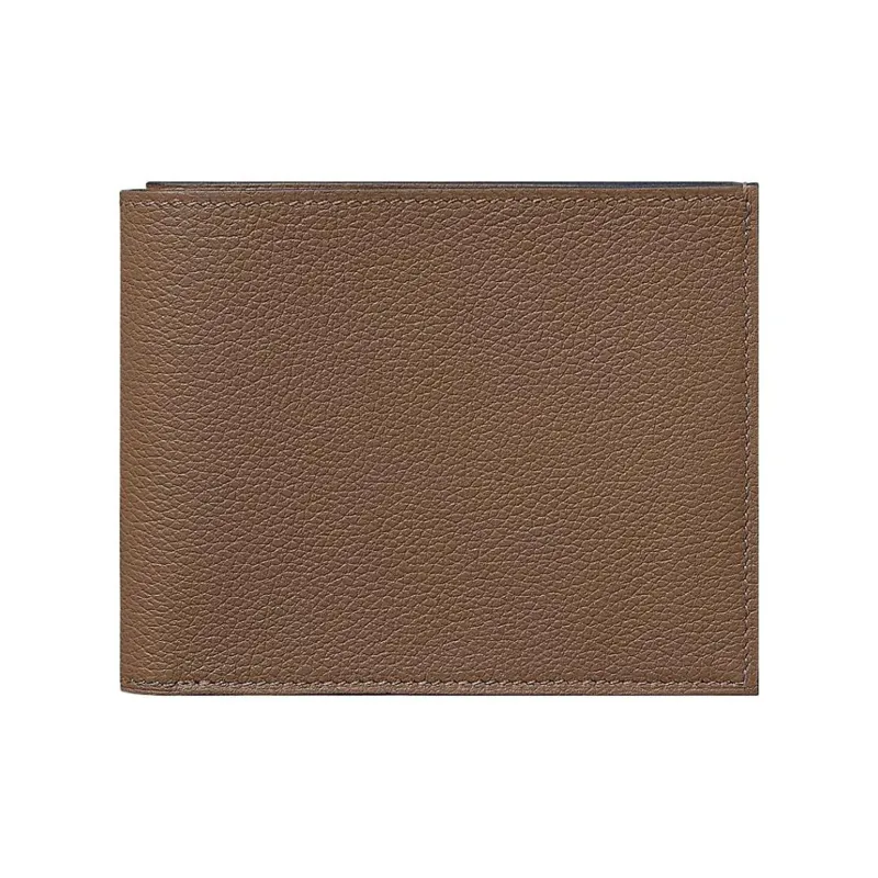 HERMES Citizen Twill Evercolor Calfskin Wallet Regular Men's Wuma Dog Beige/Dark Blue/Bosch Green-0
