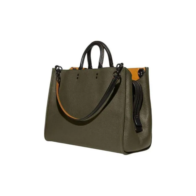 COACH Rogue Leather Handbag Women's Olive Green-2