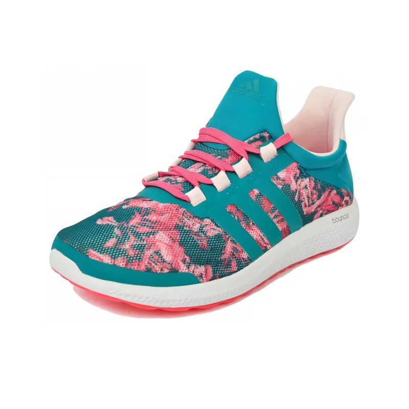 Adidas Cushioning Wear Resistant Low Top Casual Running Shoes Women's Blue Pink-3