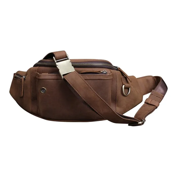 DOSRFINI Crazy Horse Leather Top Grain Cow Leather Sling Bag Men's-5