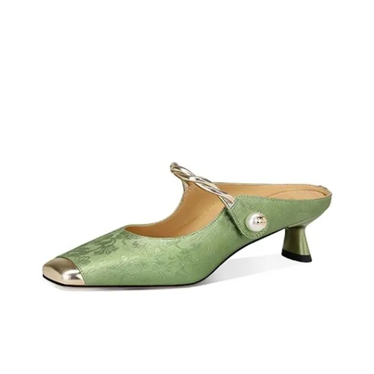 JESSICA SOPHIA Rubber Sole Metal Rhinestone Slide Slippers Women's-0
