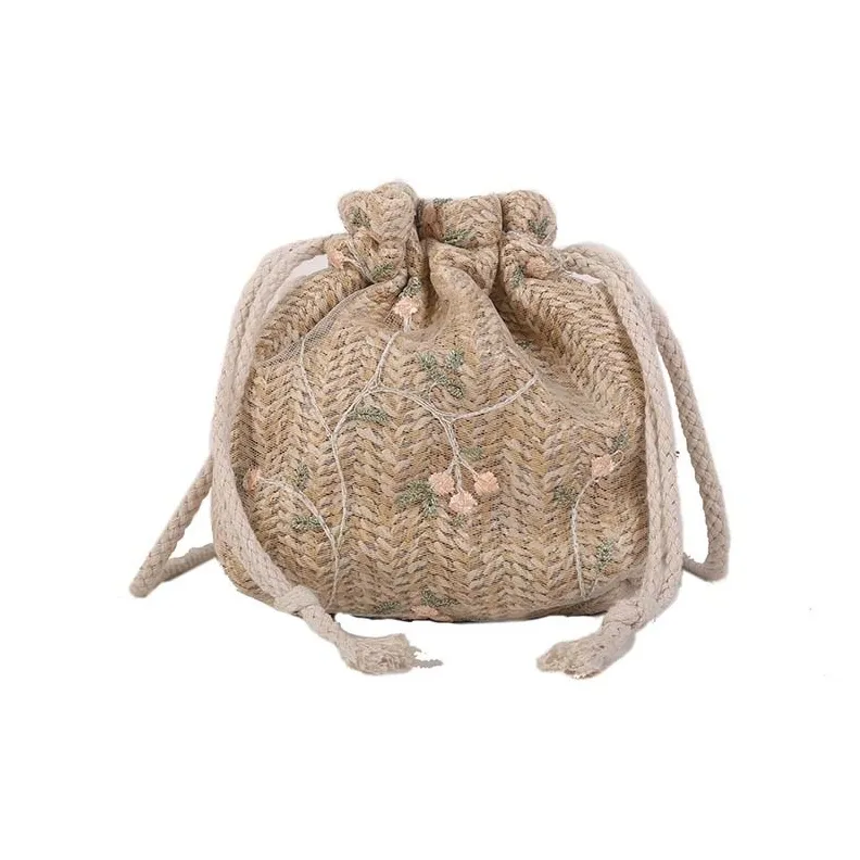 Boniu Straw Woven Crossbody Bag Women's White/Khaki/Brown-4