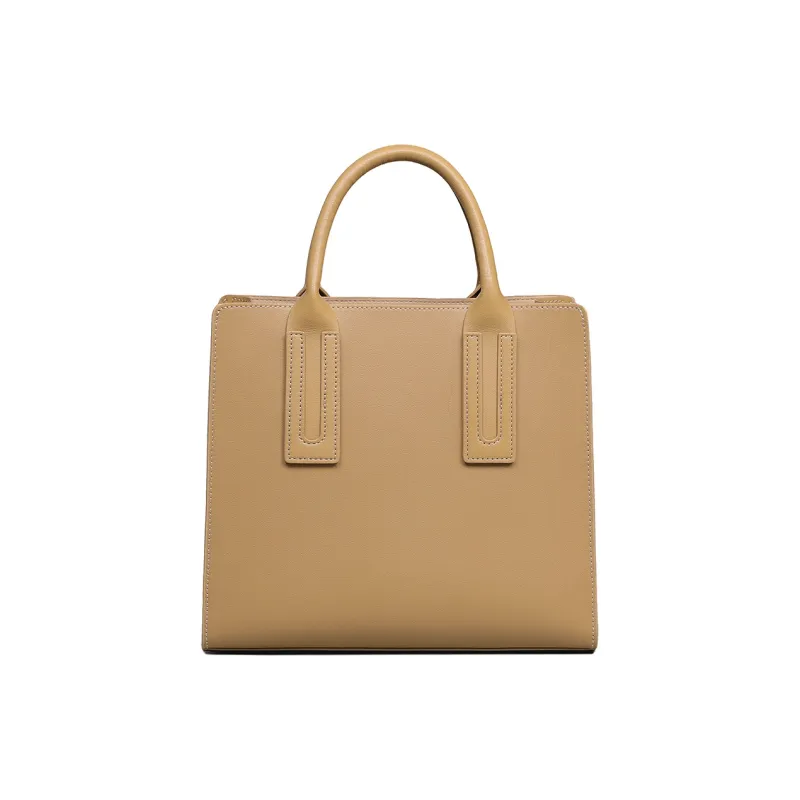 MILLIE'S Cow Leather Patchwork Synthetic Leather Handbags Shoulder Bag Crossbody Bag Women's Ecru/Apricot-7
