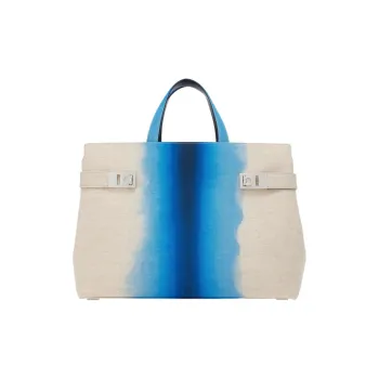 FERRAGAMO Canvas Canvas Bag Tote Bag Shopping Bag Handbag Men's Blue/White