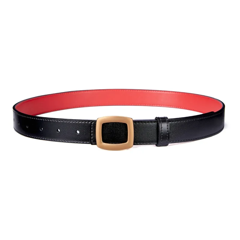 RED DRAGONFLY Versatile Instagram Style Trendy Fashion Smooth Buckle Belt Without Perforation Women's Width 2.8cm-2