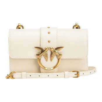 PINKO Cowhide Leather Swift Bag Shoulder Bag Crossbody Bag Mini Women's White
