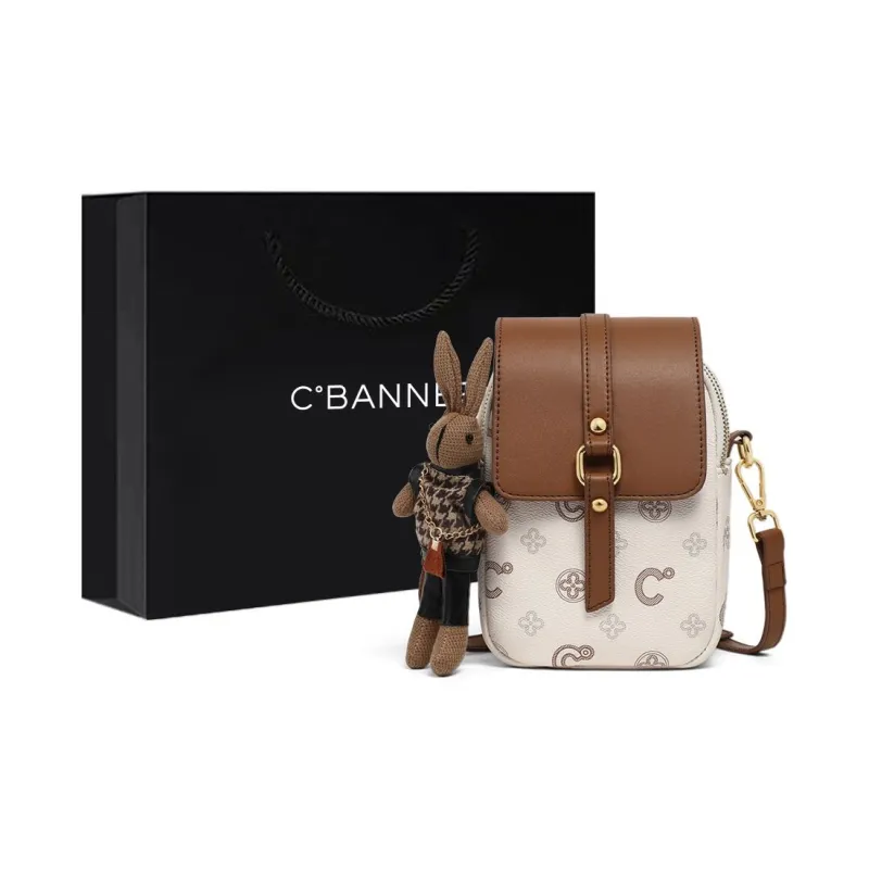 C°BANNER Synthetic Leather One Shoulder Small Square Bag Women's Nut Apricot/Coffee-0
