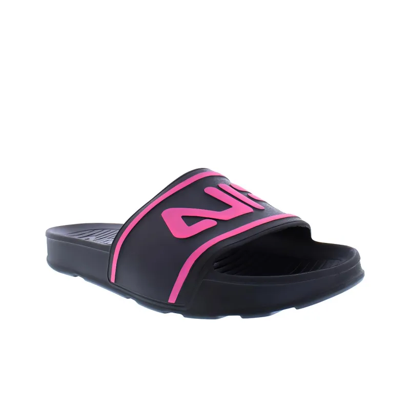 FILA Sleek Slide Rubber Sole Slip-Resistant Slide Slippers Women's Black Pink-1